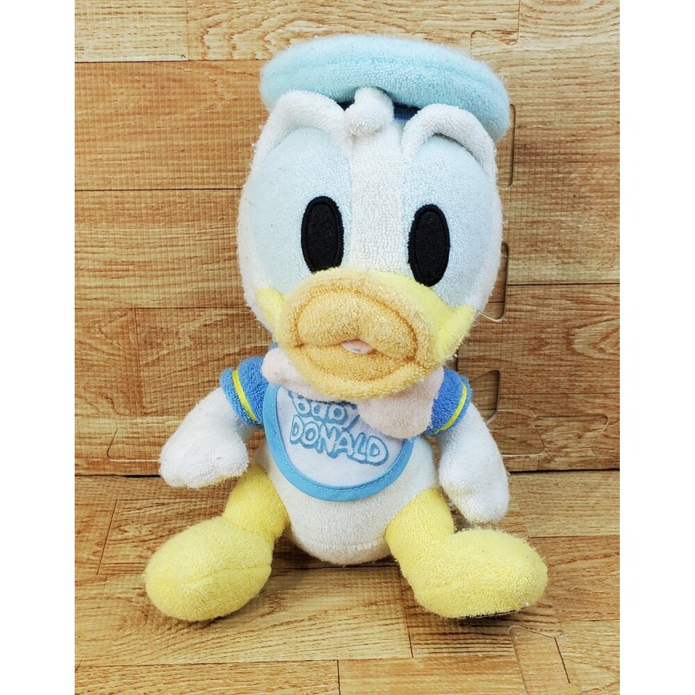 Baby Donald Duck 8" Plush Bean Bag Bib Sitting Walt Disney World Terrycloth